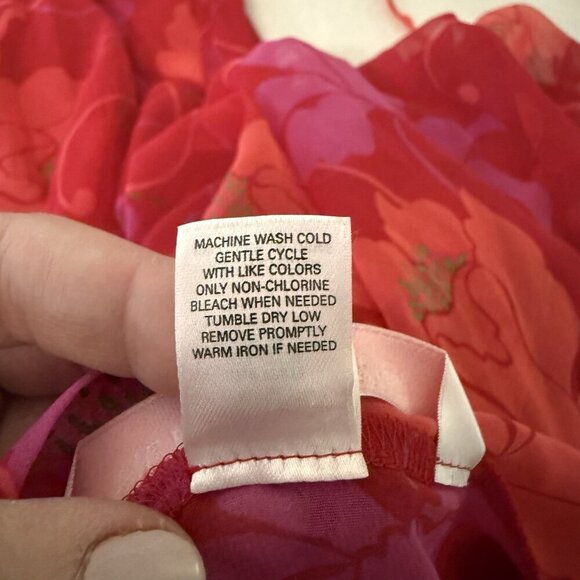 Victoria’s Secret Women’s Size OS Robe Chiffon Sheer Red Pink Floral Intimate - Picture 11 of 12